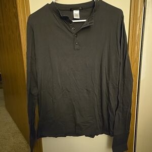 Cat Pat Women's Classic Dark Gray Button Collar Long Sleeve Top Size Med. EX!